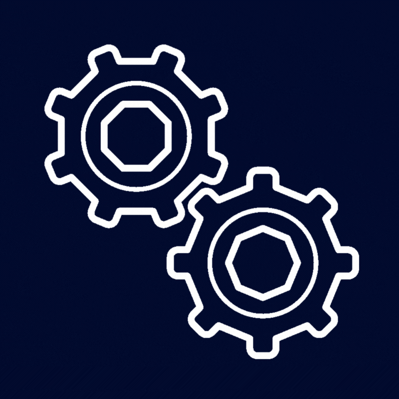 An image of interlocked rotating gears.